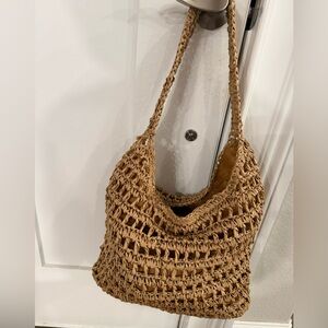 Woven Tan Shoulder Bag